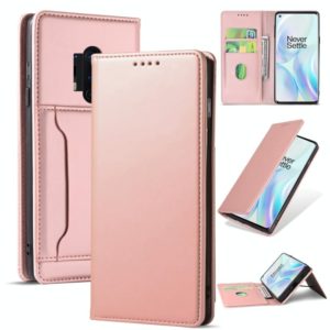 For OnePlus 8 Pro Strong Magnetism Liquid Feel Horizontal Flip Leather Case with Holder & Card Slots & Wallet(Rose Gold) (OEM)
