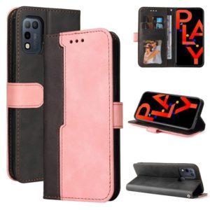 For Infinix Hot 10 Play Business Stitching-Color Horizontal Flip PU Leather Case with Holder & Card Slots & Photo Frame(Pink) (OEM)