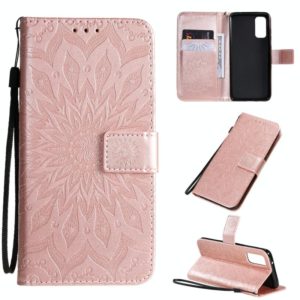 For Galaxy S20 Sun Print Horizontal Flip Protective Case with Holder & Card Slots & Wallet(Rose Gold) (OEM)