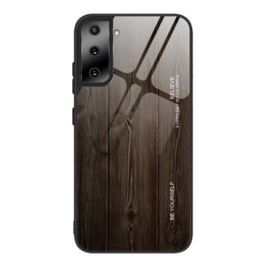 For Samsung Galaxy S21 Plus Wood Grain Glass Protective Case(M01) (OEM)