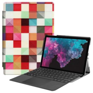 Magic Cube Pattern Colored Painted Horizontal Flip PU Leather Case for Microsoft Surface Pro 4 / 5 / 6 12.3 inch, with Holder & Pen Slot (OEM)