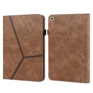 For Lenovo Tab M10 10.1 inch Solid Color Embossed Striped Leather Case(Brown) (OEM)