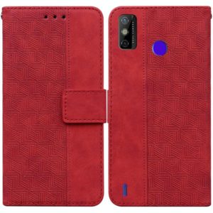 For Tecno Spark Go 2020 / Spark 6 Go Geometric Embossed Leather Phone Case(Red) (OEM)