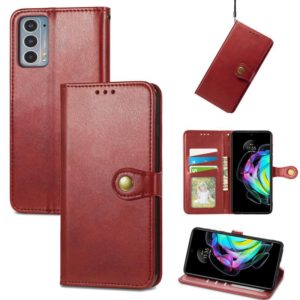 For Motorola Edge 20 Solid Color Leather Buckle Phone Case with Lanyard & Photo Frame & Card Slot & Wallet & Stand Function(Red) (OEM)