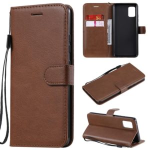 For Samsung Galaxy A51 5G Solid Color Horizontal Flip Protective Leather Case with Holder & Card Slots & Wallet & Photo Frame & Lanyard(Brown) (OEM)
