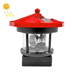 Outdoor Waterproof LED Solar Rotating Lighthouse Garden Decoration Induction Landscape Light(Red) (OEM)