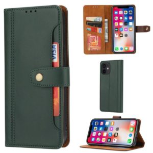 For iPhone 12 mini Calf Texture Double Fold Clasp Horizontal Flip Leather Case with Photo Frame & Holder & Card Slots & Wallet (Emerald) (OEM)