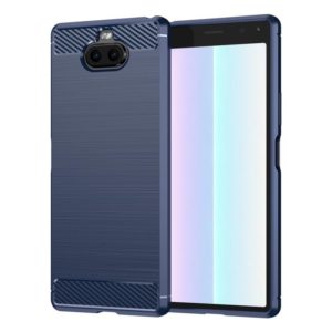 For Sony Xperia 8/8 Lite Brushed Texture Carbon Fiber TPU Phone Case(Blue) (OEM)