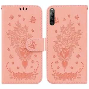 For Sony Xperia L4 Butterfly Rose Embossed Leather Phone Case(Pink) (OEM)