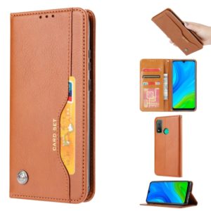 For Huawei P Smart 2020 Knead Skin Texture Horizontal Flip Leather Case with Photo Frame & Holder & Card Slots & Wallet(Brown) (OEM)