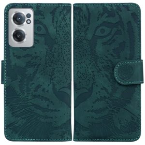 For OnePlus Nord CE 2 5G Tiger Embossing Pattern Horizontal Flip Leather Phone Case(Green) (OEM)