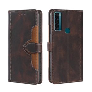 For TCL 20 SE Skin Feel Straw Hat Magnetic Buckle Leather Phone Case(Brown) (OEM)