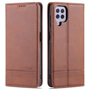 For Samsung Galaxy A22 4G AZNS Magnetic Calf Texture Horizontal Flip Leather Case with Card Slots & Holder & Wallet(Dark Brown) (AZNS) (OEM)