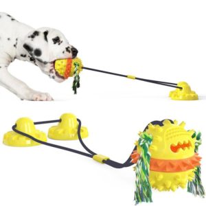 Pet Supplies Powerful Suckers Dog Toys Molar Teeth Biting Balls Dog Biting Cotton Rope Toys(Bright Yellow) (OEM)
