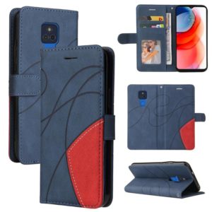 For Motorola Moto G Play 2021 Dual-color Splicing Horizontal Flip PU Leather Case with Holder & Card Slots & Wallet(Blue) (OEM)