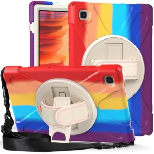 For Samsung Galaxy Tab A7 10.4(2020) T500 / T505 Shockproof Colorful Silicone + PC Protective Case with Holder & Shoulder Strap & Hand Strap(Red) (OEM)