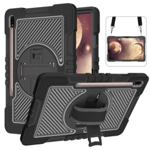 For Samsung Galaxy Tab A7 Lite 360 Degree Rotation Contrast Color Silicone + PC Tablet Case(Black) (OEM)