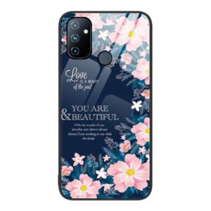 For OnePlus Nord N100 Colorful Painted Glass Phone Case(Flower) (OEM)