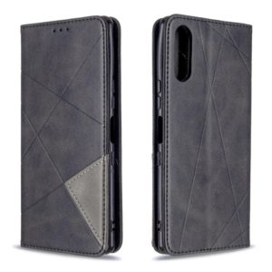For Sony Xperia L4 Rhombus Texture Horizontal Flip Magnetic Leather Case with Holder & Card Slots & Wallet(Black) (OEM)