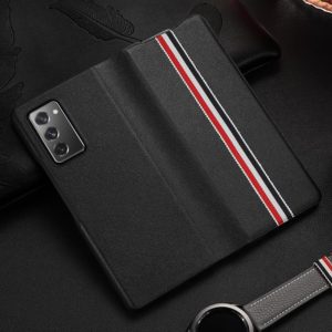 For Samsung Galaxy Z Fold2 5G Exclusive Series Cowhide Texture Horizontal Flip Leather Case(Black Strips) (OEM)