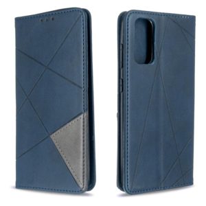 For Galaxy S20 Rhombus Texture Horizontal Flip Magnetic Leather Case with Holder & Card Slots(Blue) (OEM)