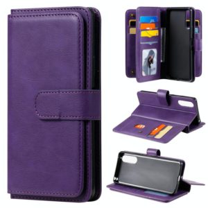For Sony Xpeira 10 II Multifunctional Magnetic Copper Buckle Horizontal Flip Solid Color Leather Case with 10 Card Slots & Wallet & Holder & Photo Frame(Purple) (OEM)