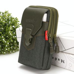 For 6-7 inch Mobile Phones Universal PU Leather + Fabric Stitching Waist Bag(Green) (OEM)