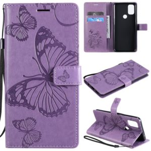 For OnePlus Nord N10 5G 3D Butterflies Embossing Pattern Horizontal Flip Leather Case with Holder & Card Slot & Wallet(Purple) (OEM)