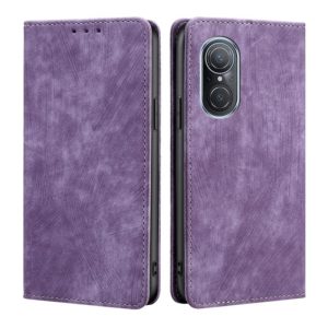 For Huawei Nova 9 SE 4G RFID Anti-theft Brush Magnetic Leather Phone Case(Purple) (OEM)