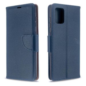 For Galaxy A71 Litchi Texture Pure Color Horizontal Flip PU Leather Case with Holder & Card Slots & Wallet & Lanyard(Dark Blue) (OEM)