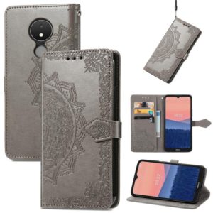 For Nokia C21 Mandala Flower Embossed Horizontal Flip Leather Phone Case(Gray) (OEM)