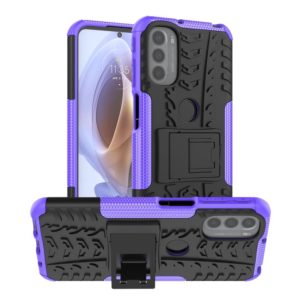 For Motorola Moto G31 / G41 Tire Texture TPU + PC Phone Case with Holder(Purple) (OEM)
