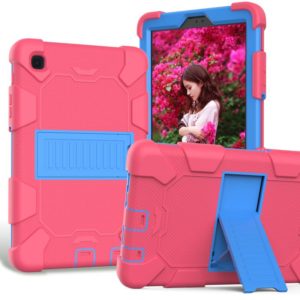 For Samsung Galaxy Tab A7 Lite T220 / T225 Two-Color Robot Shockproof Silicone + PC Protective Case with Holder(Hot Pink+Blue) (OEM)