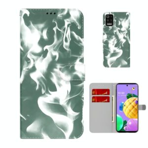 For LG K52 / K62 / Q52 Cloud Fog Pattern Horizontal Flip Leather Case with Holder & Card Slot & Wallet(Dark Green) (OEM)