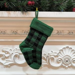 Knitted Christmas Stocking Decoration Pendant Child Acrylic Candy Gift Bag(Green) (OEM)