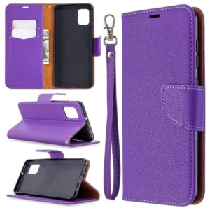 For Samsung Galaxy A31 Litchi Texture Pure Color Horizontal Flip Leather Case with Holder & Card Slots & Wallet & Lanyard(Purple) (OEM)