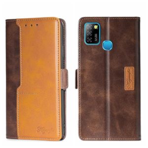 For Infinix Hot 10 Lite/Smart 5 X657 Contrast Color Side Buckle Leather Phone Case(Dark Brown + Gold) (OEM)