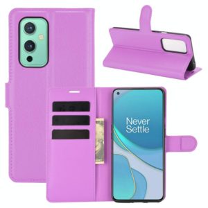 For OnePlus 9 Litchi Texture Horizontal Flip Protective Case with Holder & Card Slots & Wallet(Purple) (OEM)