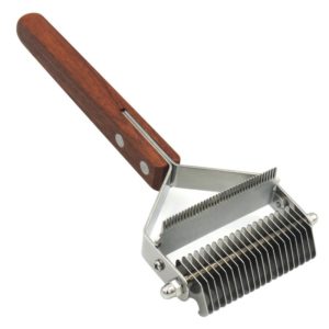 Pet Wooden Handle Dual-purpose Stainless Steel Comb Pet Hair Removal Comb(DS-Y075) (OEM)