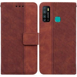 For Tecno Camon 15 Geometric Embossed Leather Phone Case(Brown) (OEM)