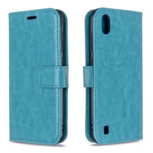 For ZTE Blade A7 2019 Crazy Horse Texture Horizontal Flip Leather Case with Holder & Card Slots & Wallet & Photo Frame(Blue) (OEM)