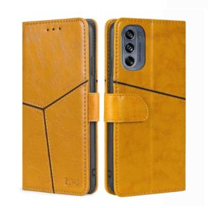 For Motorola Moto G62 5G Geometric Stitching Horizontal Flip Leather Phone Case(Yellow) (OEM)