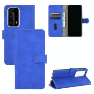 For Huawei P40 Pro+ Solid Color Skin Feel Magnetic Buckle Horizontal Flip Calf Texture PU Leather Case with Holder & Card Slots & Wallet(Blue) (OEM)