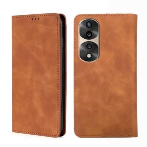 For Honor 70 Pro/70 Pro+ Skin Feel Magnetic Horizontal Flip Leather Phone Case(Light Brown) (OEM)