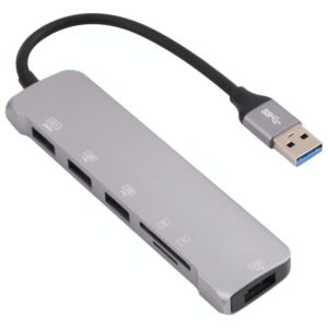 NK-3043HD 6 in 1 USB Male to TF / SD Card Slot + USB 3.0 + 3 USB 2.0 Female Adapter (OEM)