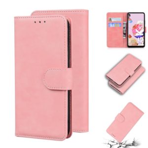 For LG K41S / K51S Skin Feel Pure Color Flip Leather Phone Case(Pink) (OEM)