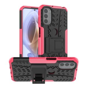 For Motorola Moto G31 / G41 Tire Texture TPU + PC Phone Case with Holder(Pink) (OEM)