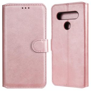 For LG K61 Classic Calf Texture PU + TPU Horizontal Flip Leather Case, with Holder & Card Slots & Wallet(Rose Gold) (OEM)