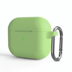 Silicone Thickening Wireless Earphone Protective Case with Hook For AirPods 3(Matcha Green) (OEM)