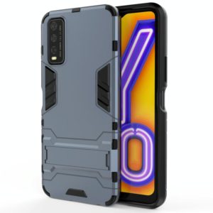 For Vivo Y20 PC + TPU Shockproof Protective Case with Holder(Navy Blue) (OEM)